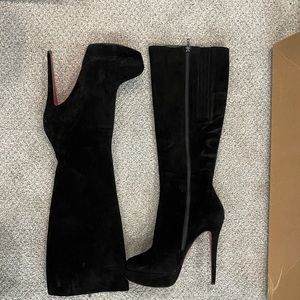 Black Christian Louboutin knee high boot